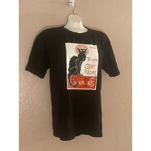 Jiyuan Women’s Black Cat Tournee Du Chat Noir Book T-shirt Small Front Graphic S